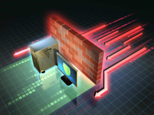 firewall,creates,a,safe,zone,for,a,workstation.,3d,illustration.